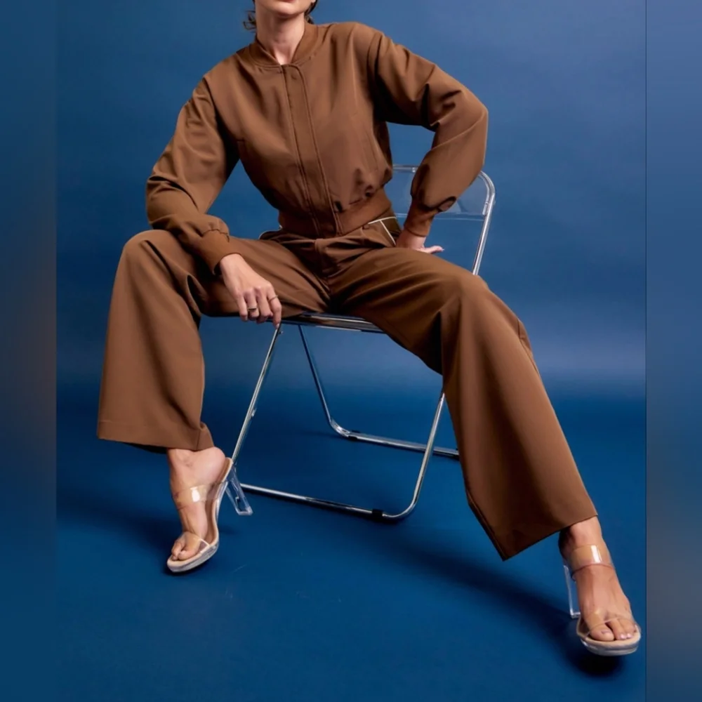 #515021 🛑S,L HIGH END 2pc set Woven Bomber Jacket and Pants Set - Picture 4 of 9